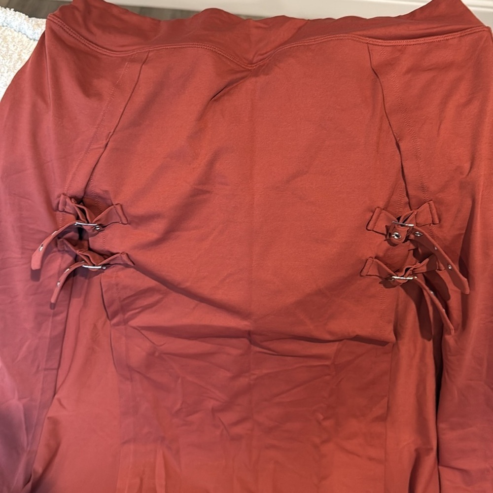 Halara High Waisted Decorative Buckle Split 2-in-1 Maxi Skirt Brown Size L - Picture 2 of 5